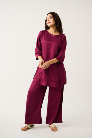 Merlot Satin Co-ord Set