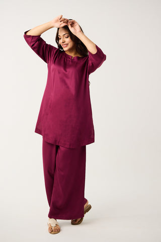 Merlot Satin Co-ord Set