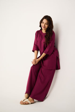 Merlot Satin Co-ord Set