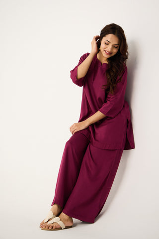 Merlot Satin Co-ord Set