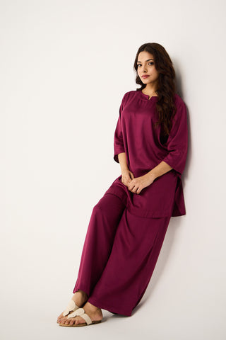 Merlot Satin Co-ord Set