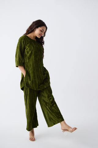 Green Velvet Co-ord Set