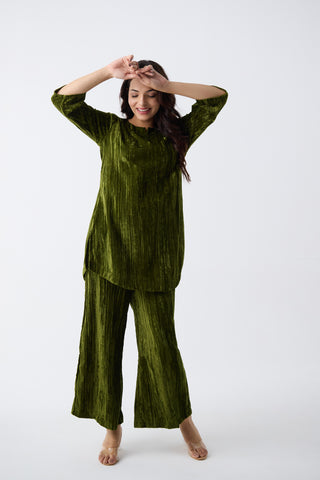 Green Velvet Co-ord Set