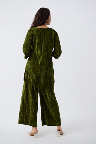 Green Velvet Co-ord Set