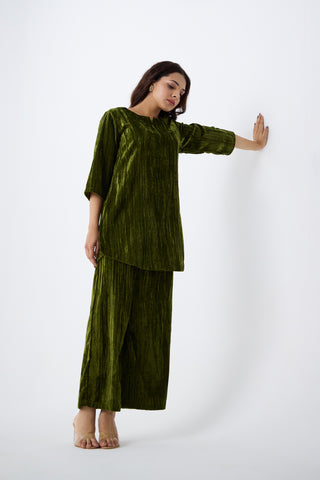 Green Velvet Co-ord Set