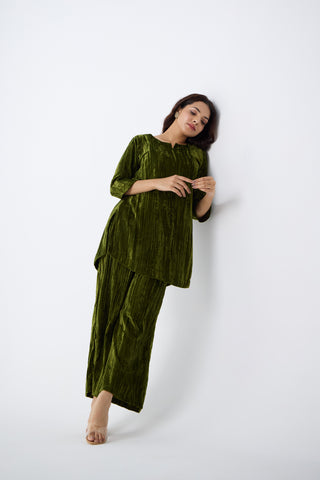 Green Velvet Co-ord Set