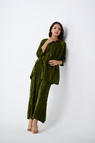 Green Velvet Co-ord Set