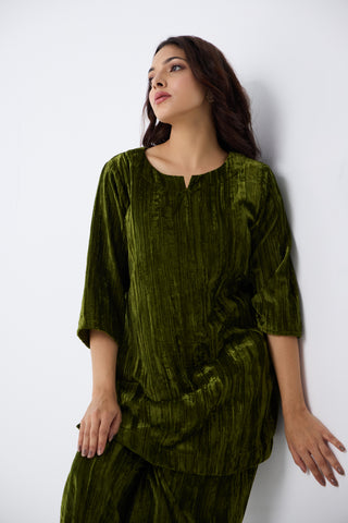 Green Velvet Co-ord Set