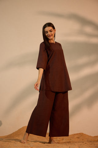 Brown Linen Co-ord Set