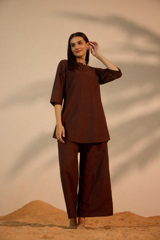 Brown Linen Co-ord Set